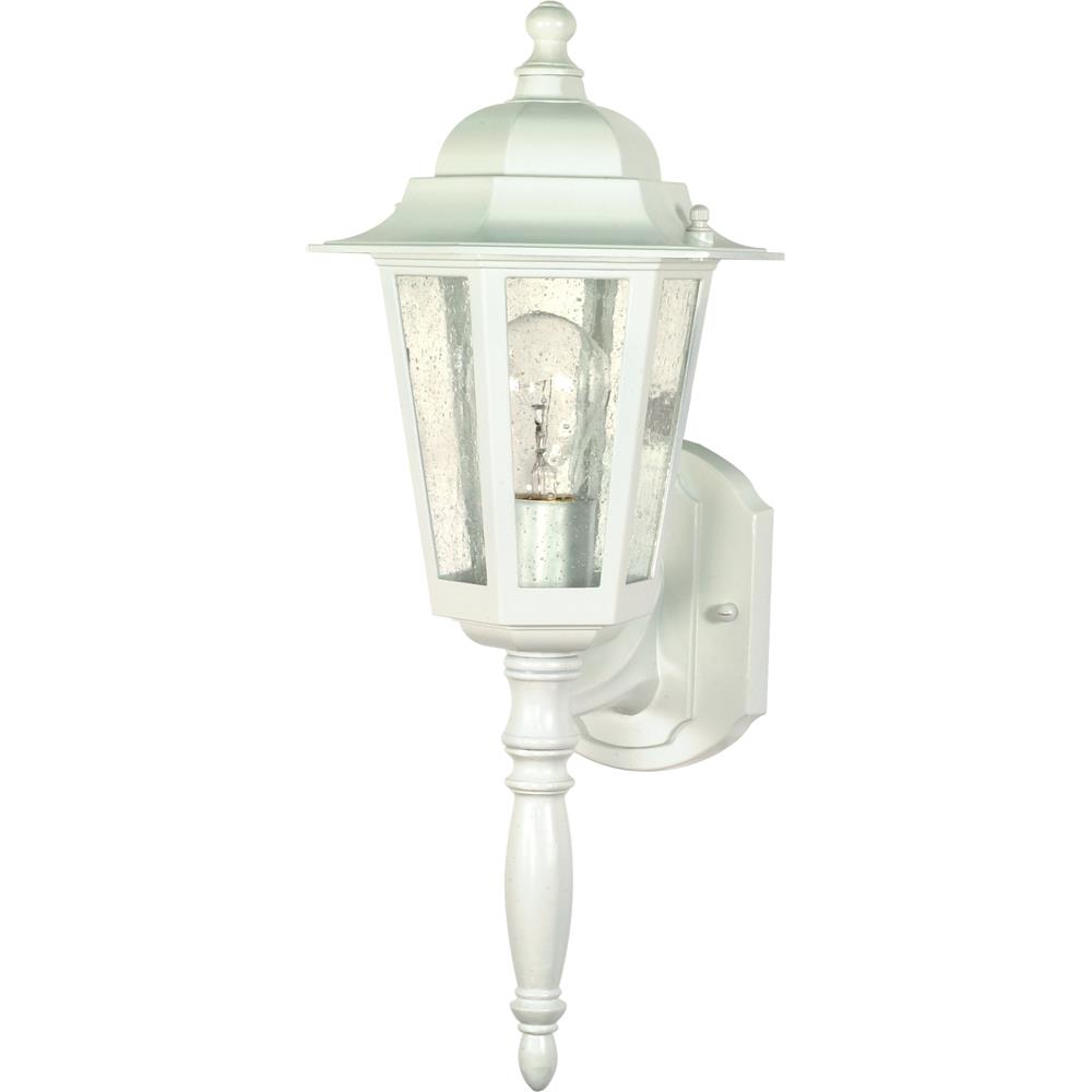 Nuvo Lighting 60/985  Cornerstone - 1 Light - 18" - Wall Lantern with Clear Seed Glass in White Finish